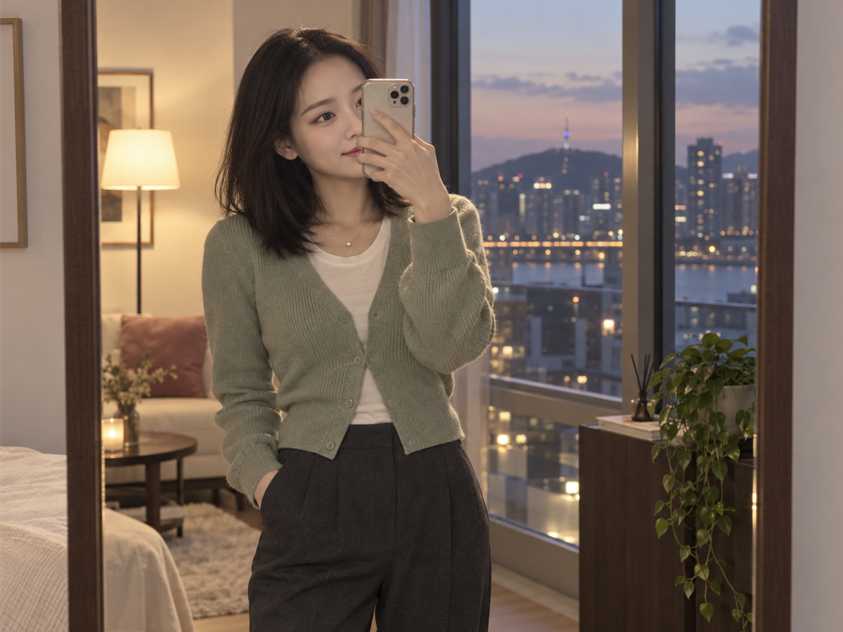 경기도 성남시 이동과 방문 일정을 안내하는 젊은 성인 한국 여성 관리사